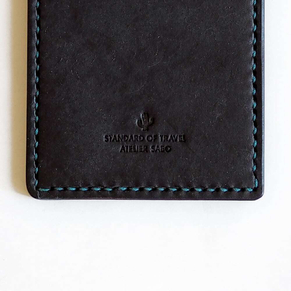 入れたまま使える ICカードケース【ブラック×ターコイズ】定期入れ