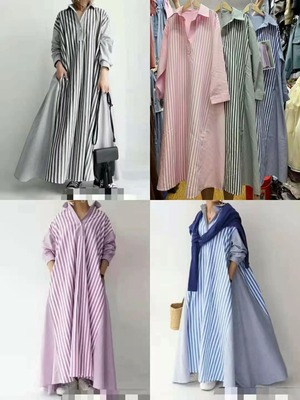 ストライプシャツワンピース　AJ22263-6815