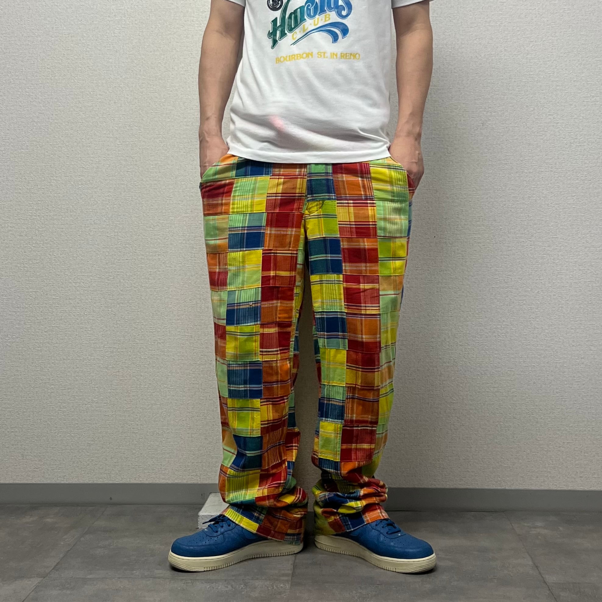 Loud MouthラウドマウスパッチワークチェックパンツW36ゴルフウェア古着 Loud Mouthラウドマウスパッチワークゴルフパンツ古着USAアメリカGolf