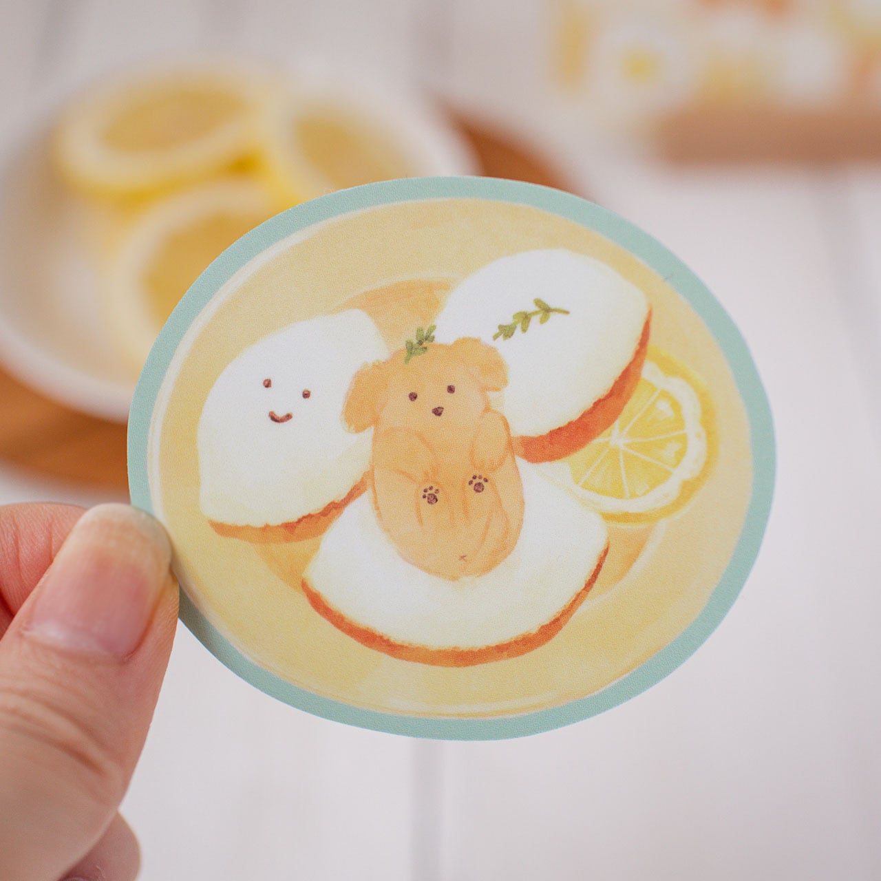 レモンケーキとわんこ ステッカー | teplopolka｜くまのほっこりグッズ