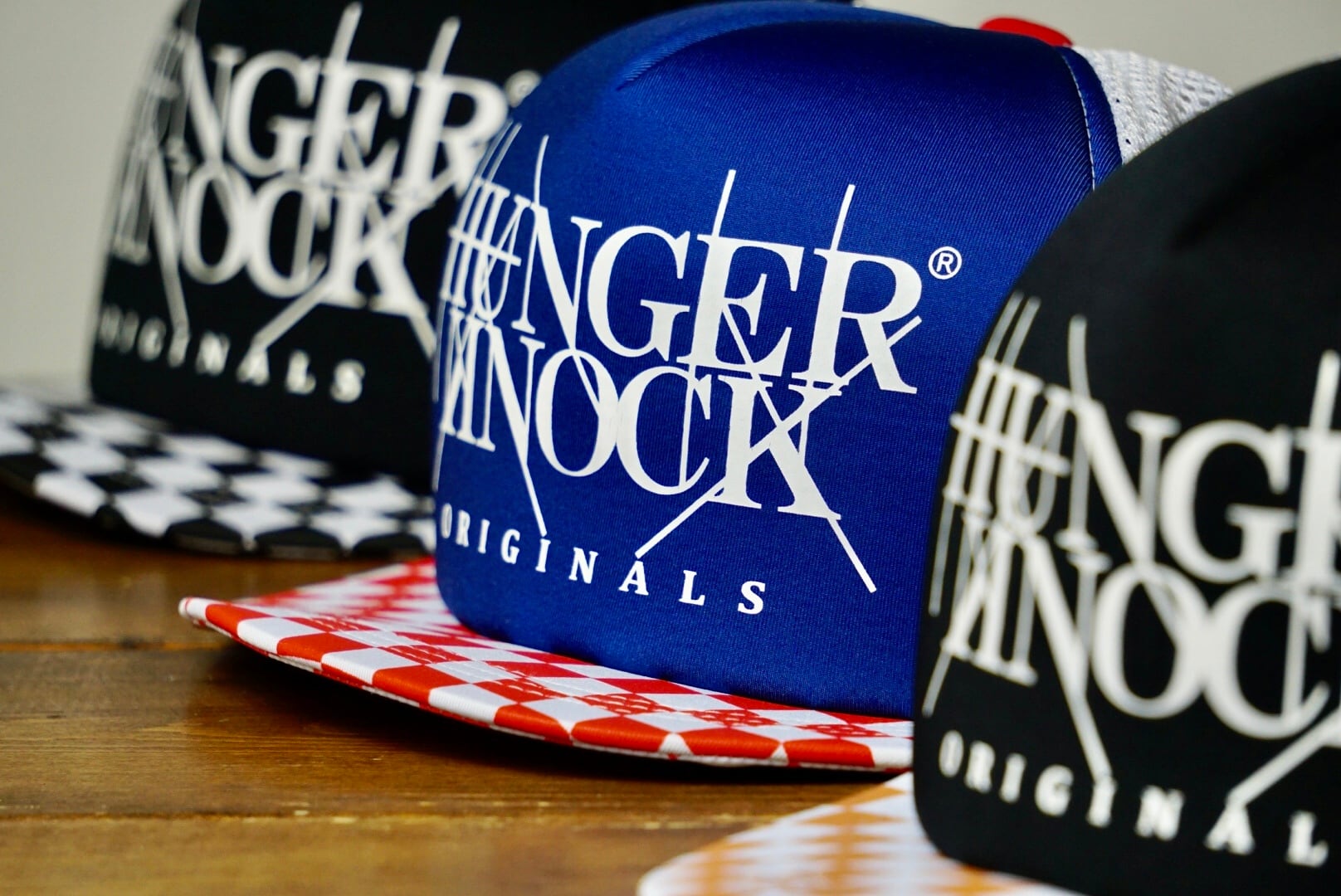 HK LOGO Checker CAP Navy＆Red | HUNGERKNOCK ORIGINALS