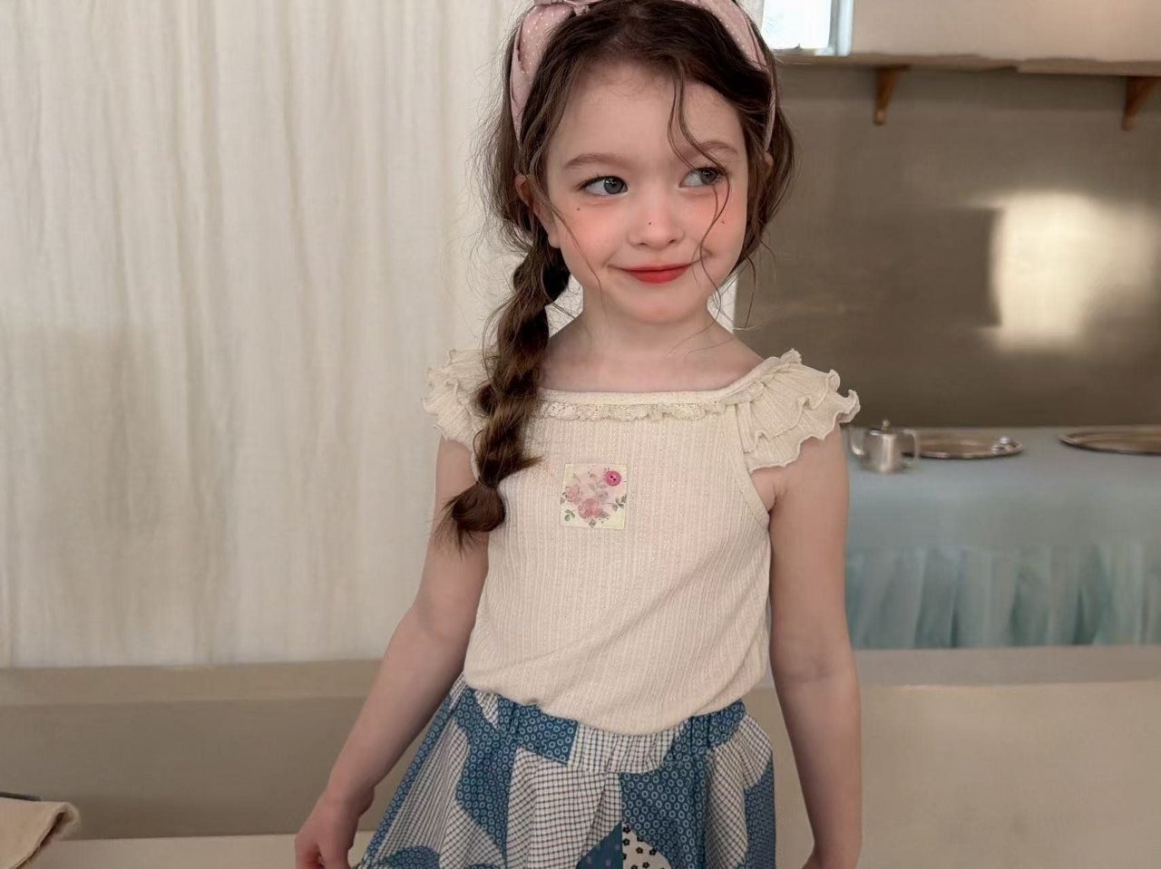 [aiai] Ribbed Frill Tee Shirt / [아이아이] 골지프릴티셔츠