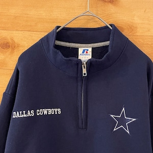 【Russell】NFL Dallas Cowboys ダラス・カウボーイズ アメフト ハーフジップ スウェット プルオーバー 刺繍ロゴ ワンポイントロゴ S US古着