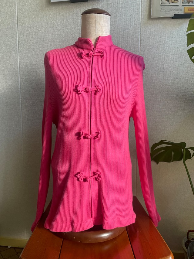 00s～Front zip china rib top