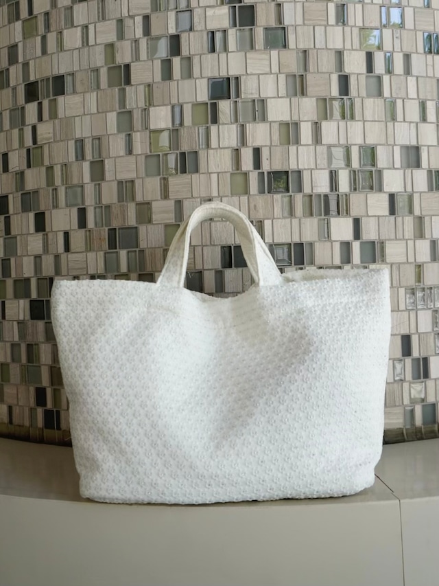 flower jacquard bag  " day " / white