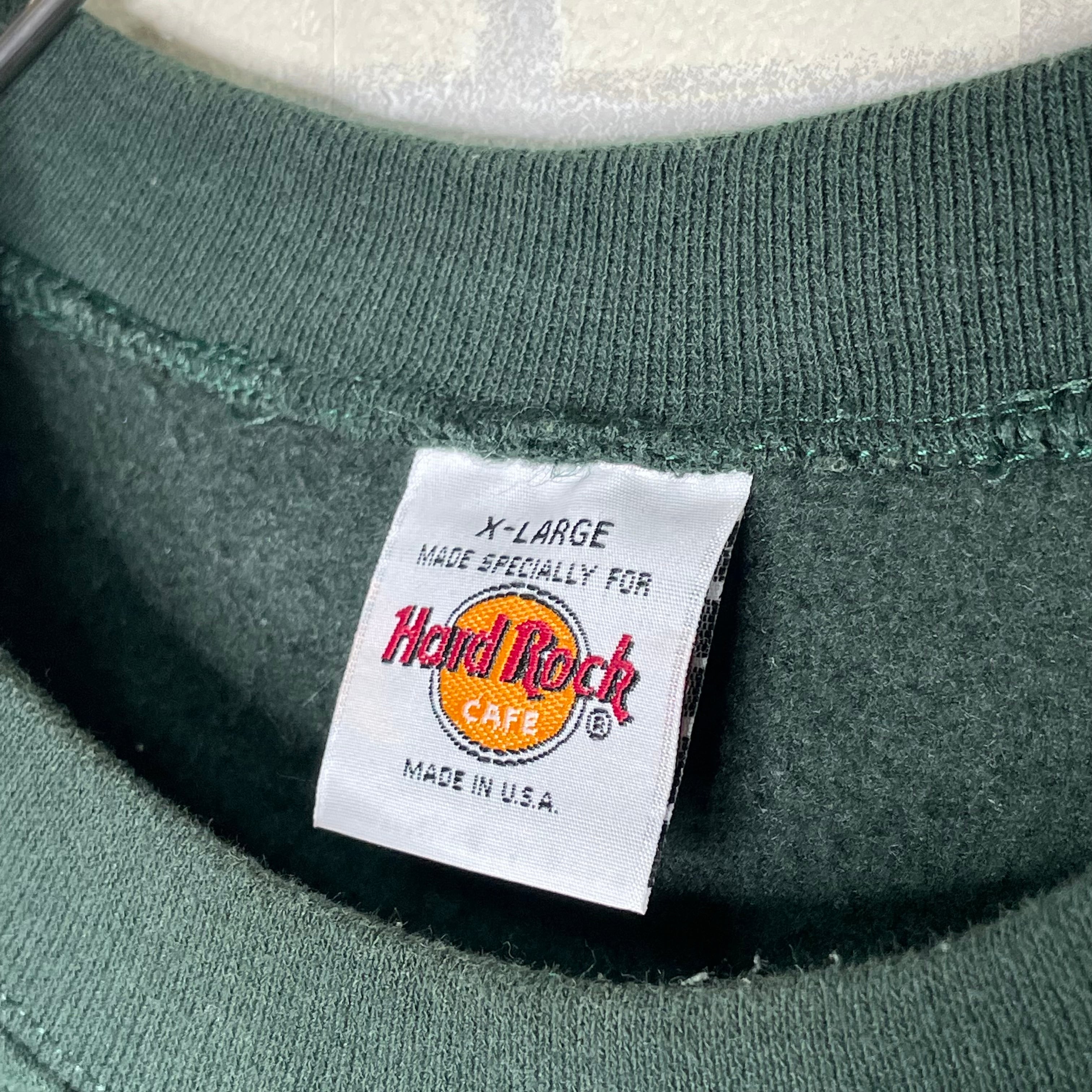 Hard Rock Cafe スウェット XL グリーン フル刺繍 MADE IN USA 