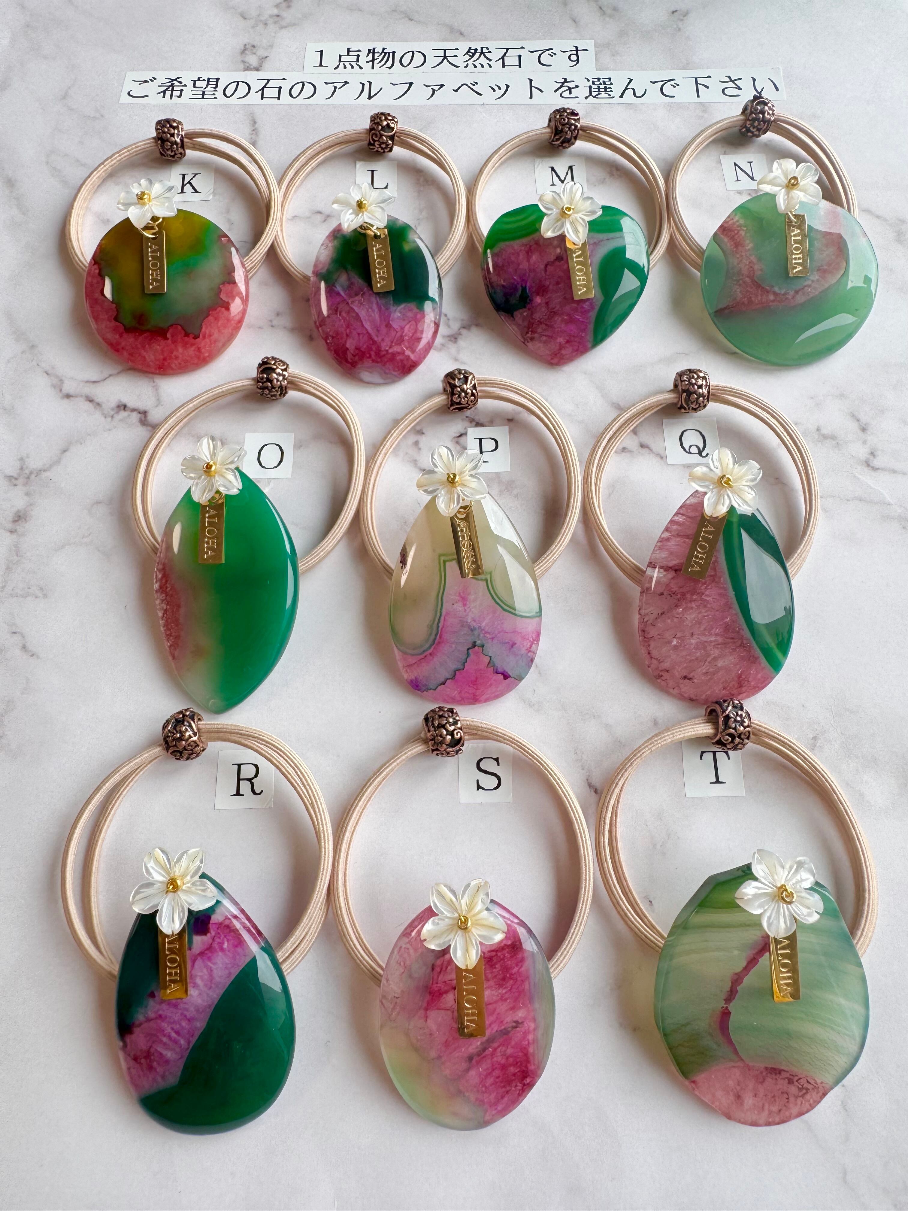 Gradation agate×Plumeria hair accessory(グラデーションアゲート瑪瑙