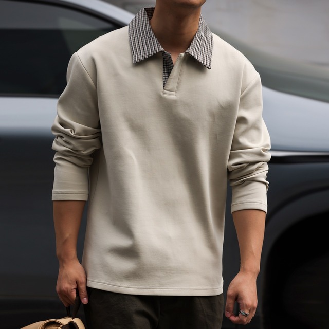 チェックカラー長袖Tシャツ 220350