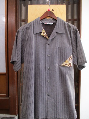 帯シャツ　超長繊維綿 鮫小紋柄【Lサイズ】