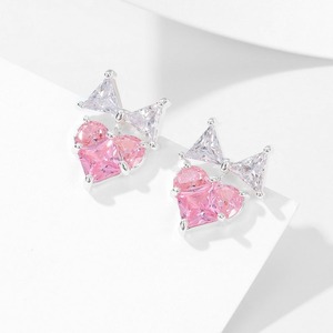 おしゃれ ピンク キラキラ ダイヤモンド ピアス[112]