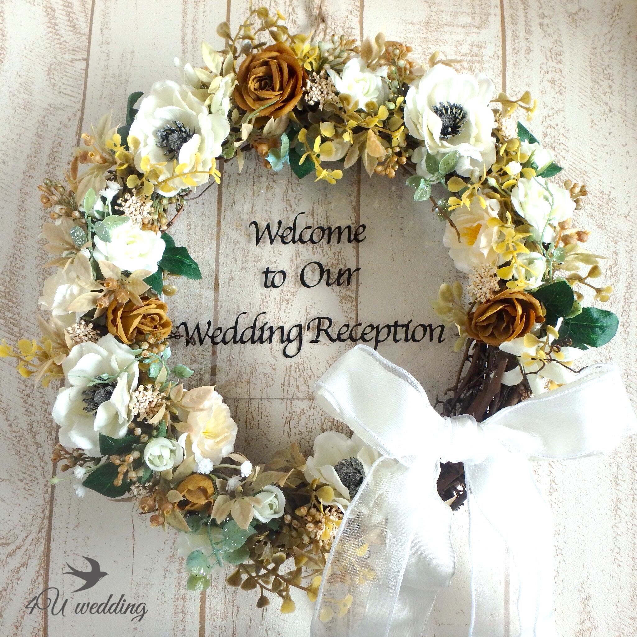 4U wedding】直径35cmの大きいサイズ！ウェディングウェルカムリース