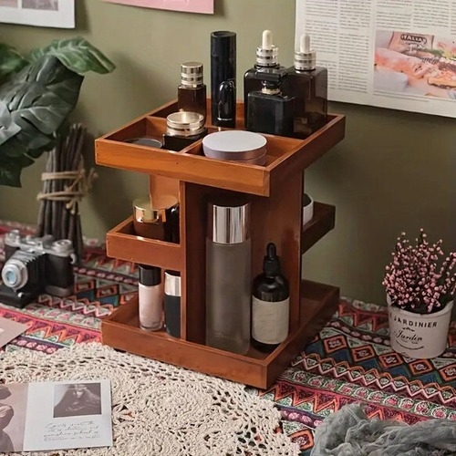 メイクアップ収納棚 化粧品収納棚 木製 引き出し付 メイク収納 大容量 小物収納 デスク収納 おしゃれ 北欧