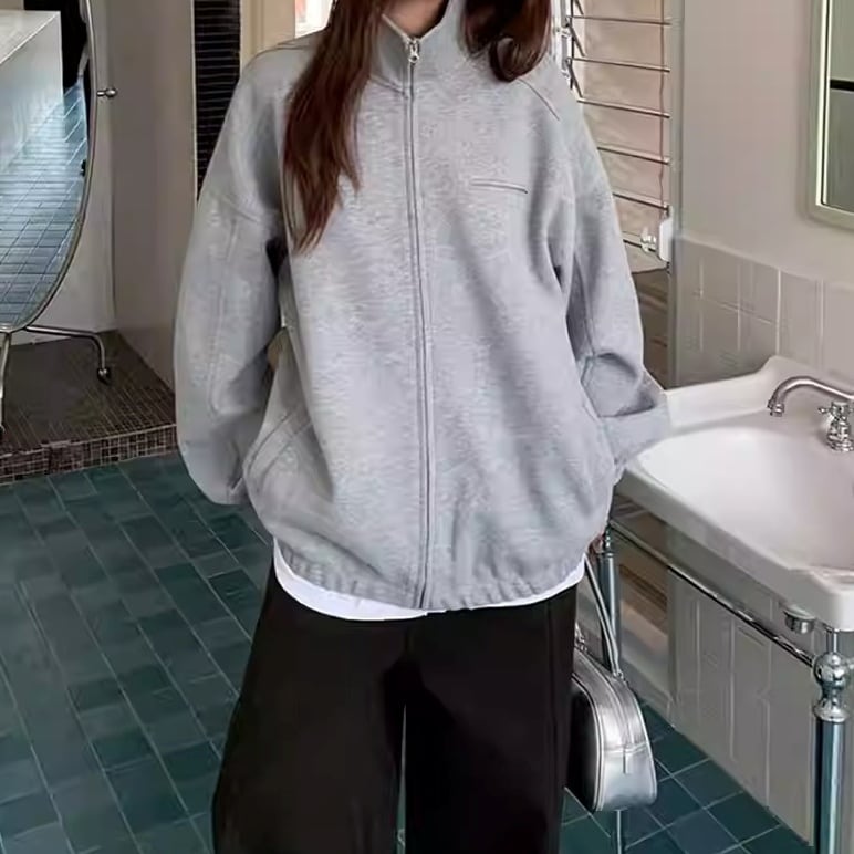 ジップアップ オーバーサイズ ヒップ丈 ジャケット 1color ATO0119