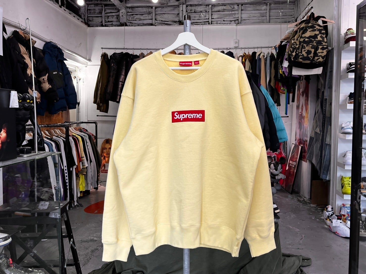 Supreme Box Logo Crewneck Pale Yellow