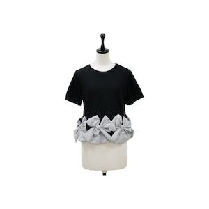 Gingham ribbon docking T-shirt