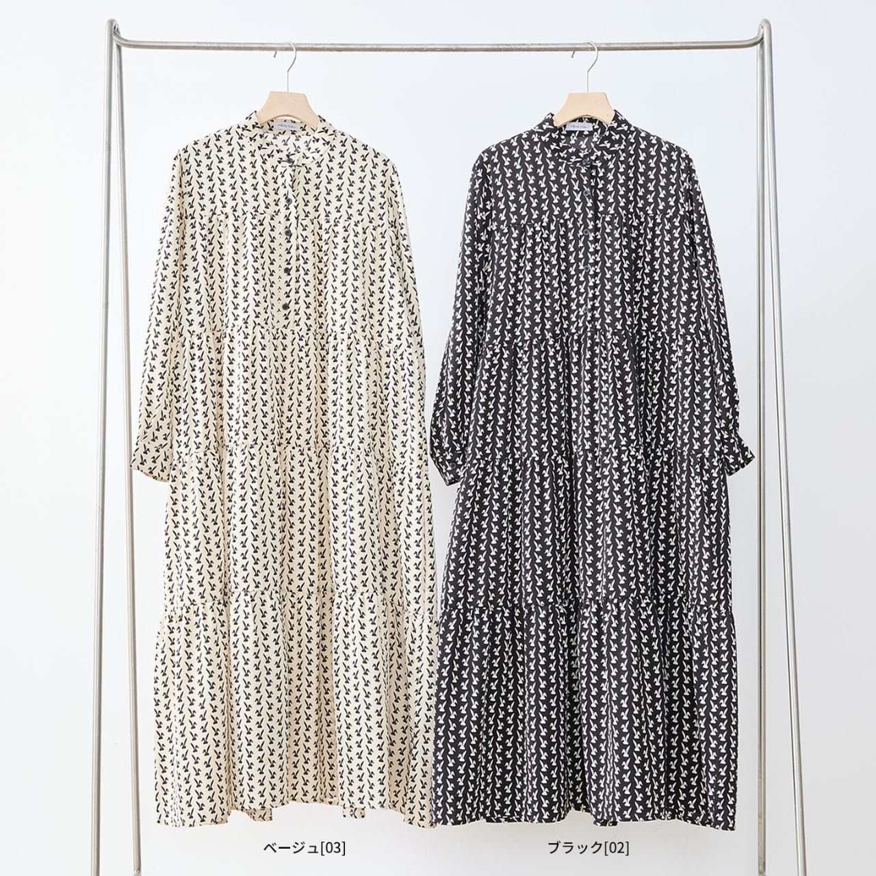 新作][reve bleu]ラビットパターンデザインワンピース ロング