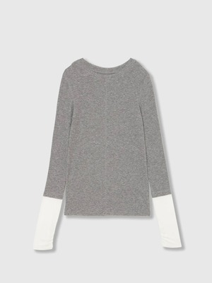 【26AW】THINGS THAT MATTER シングスザットマター / トップス / TWO-TONE SHEER RIBBED TOPS　0586TM0681P