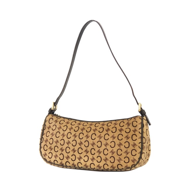 CELINE セリーヌ　Cマカダム　ハラコ　セミショルダー　ハンドバッグ　ブラウン×ベージュ　オールドセリーヌ 　ヴィンテージ 　vintage　4xy2gk