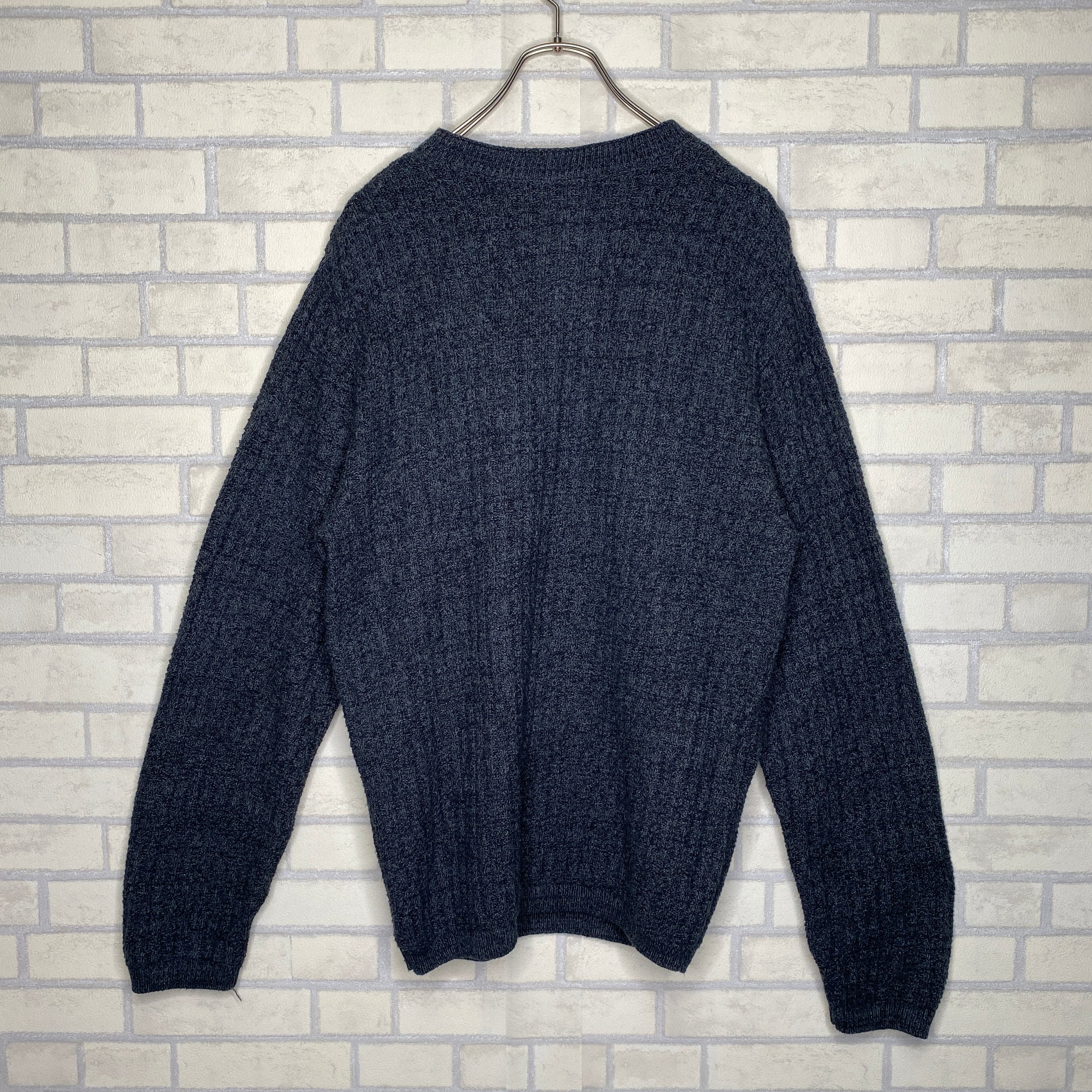 BILL BLASS ニット チャコール XL ヘンリーネック MADE IN USA 厚手 