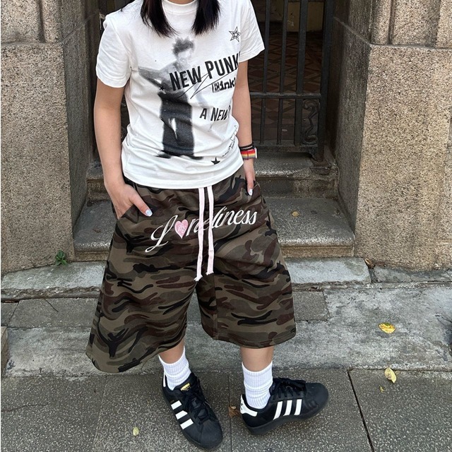 ハートロゴカモルーズハーフパンツ 2col   R02334