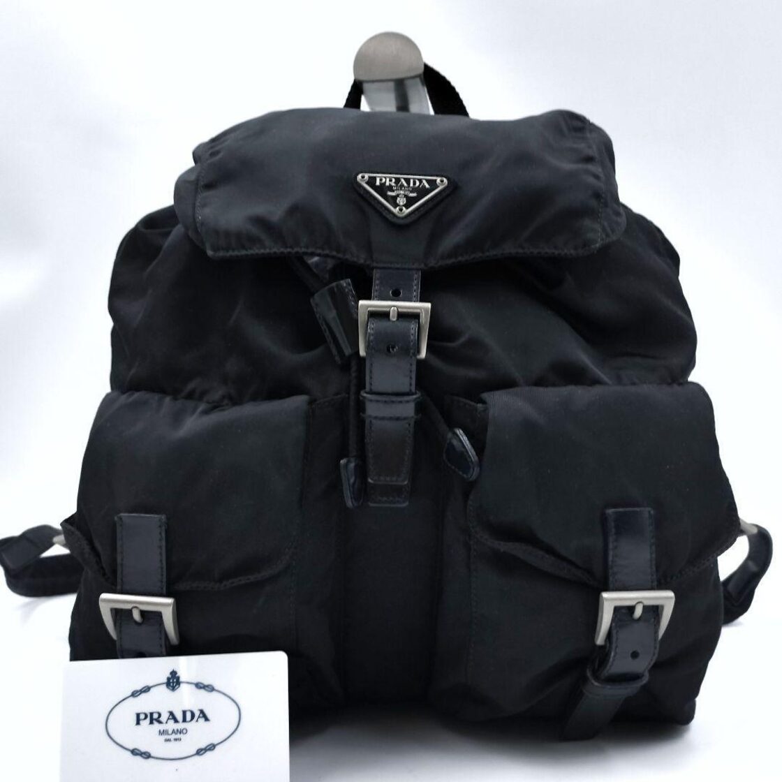 極美品✨ PRADA 1913 リュック ナイロン 三角プレート ブラック 黒 