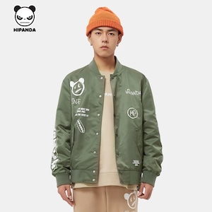 送料無料【HIPANDA ハイパンダ】メンズ  スタジャン MEN’S  BASEBALL JACKET /  GREEN・BLACK