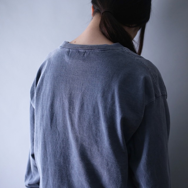 "刺繍×狼" good coloring over silhouette heavy weight l/s tee