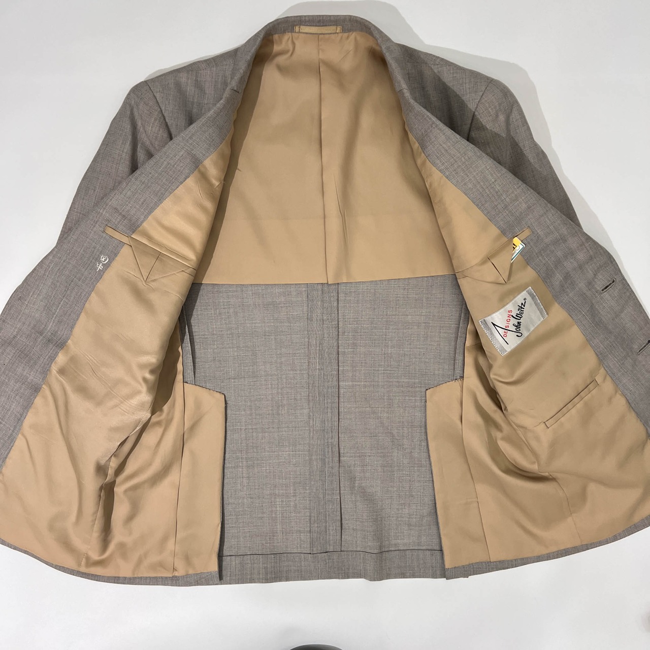John Weitz リネン混 2B テーラードジャケット 94-84-165(94AB4)/アイボリー グレー 系