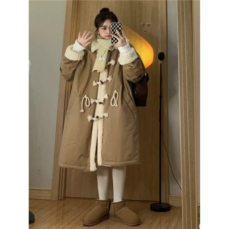 スタンダードバックルジャケット ウィンターベルベットロングコート コットン レトロ 冬物 萌量不足99917522713