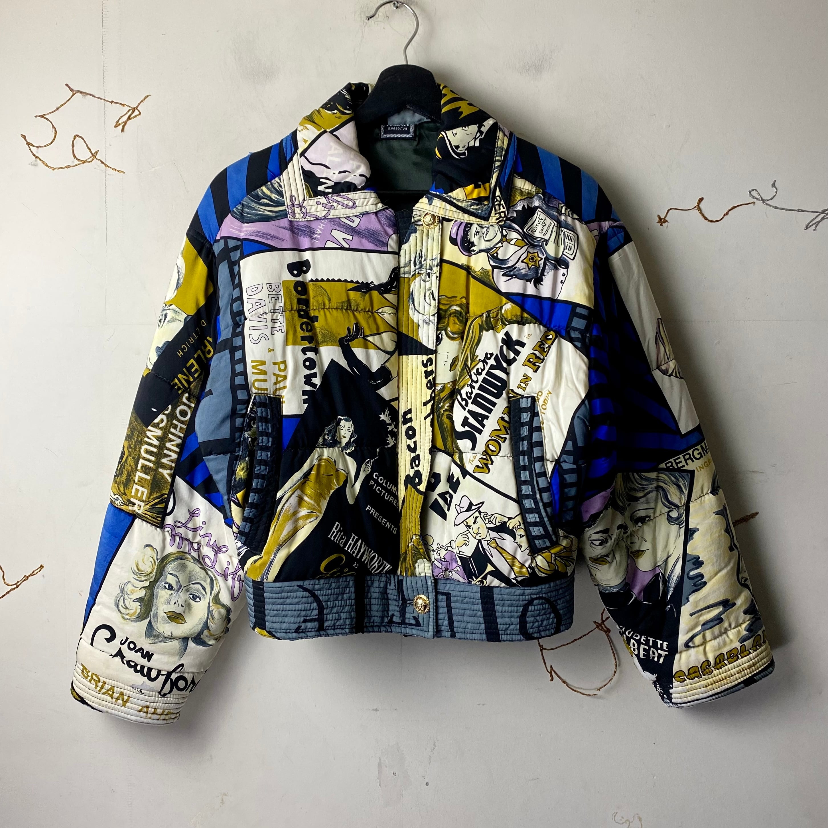 vintage VERSACE JEANS COUTURE movie pattern padding silk blouson 