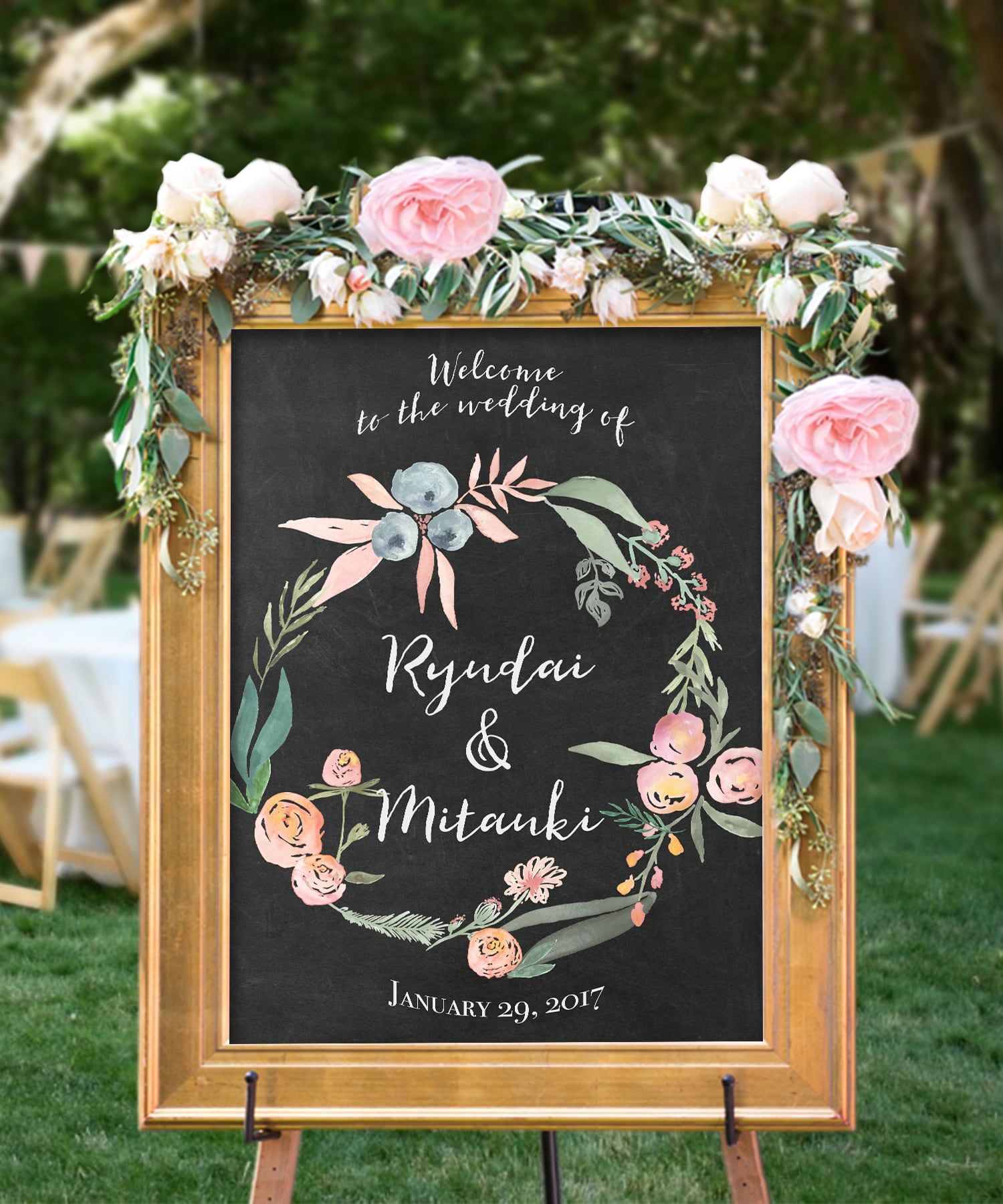 50 Off 海外風フラワーリースウェルカムボード 6 ピーチベリー黒板風 ウェディング 結婚式 ウェルカムリース Diy Store Pbw