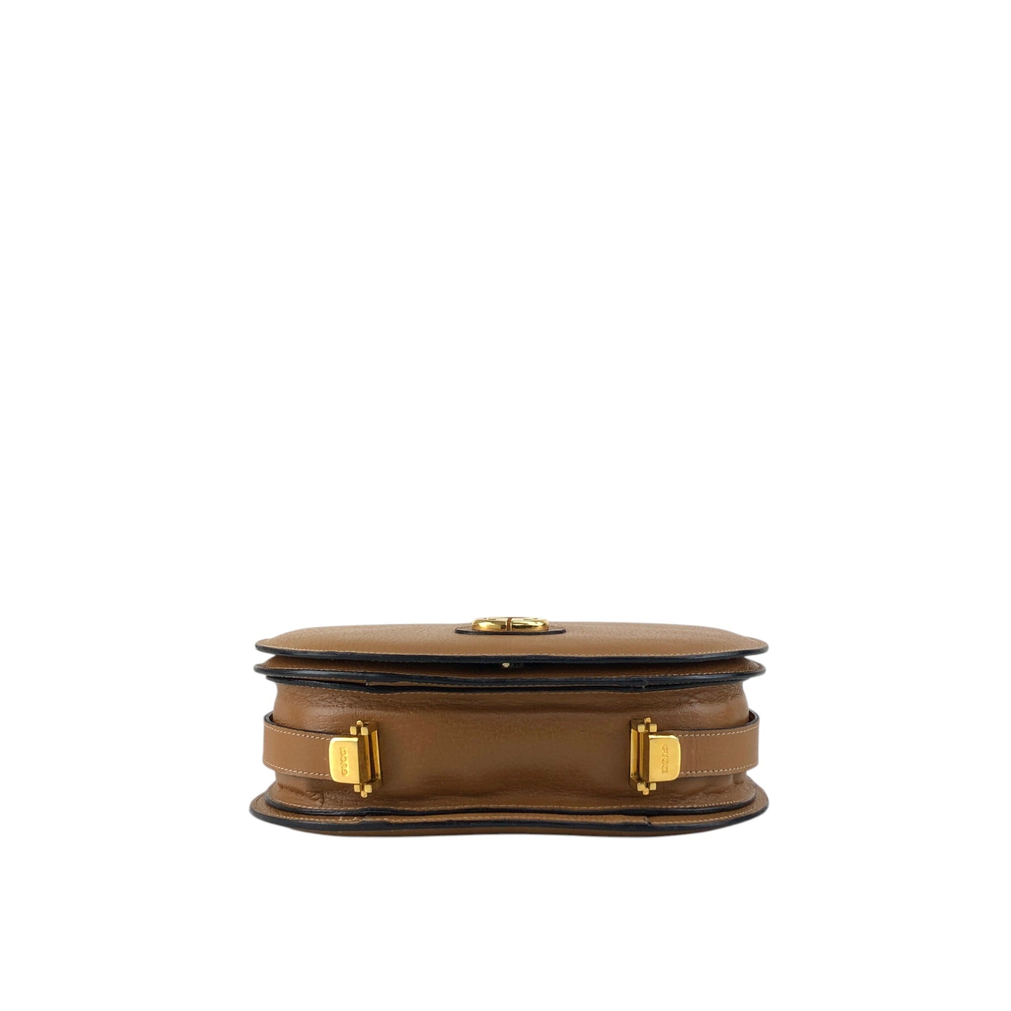 GUCCI グッチ ショルダーバッグ ブラウン GG レザー ラウンド vintage