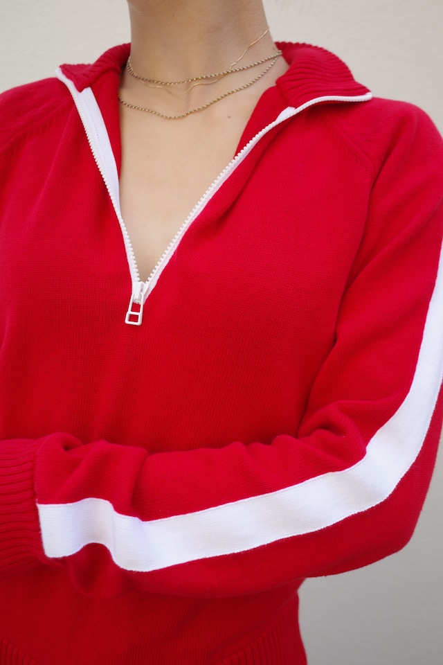 【 BELPER 】TRACK KNIT JACKET ( RED )