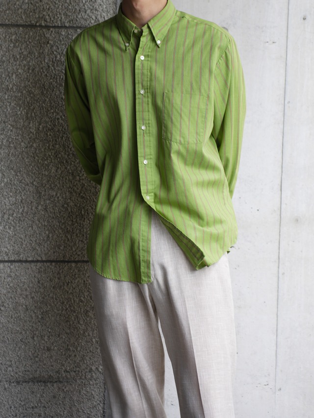 TOWNCRAFT vintage green and orange stripe shirt