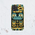 受注生産 iPhoneケース 黒猫と目の民芸シンボル｜猫モチーフ PSYF016A