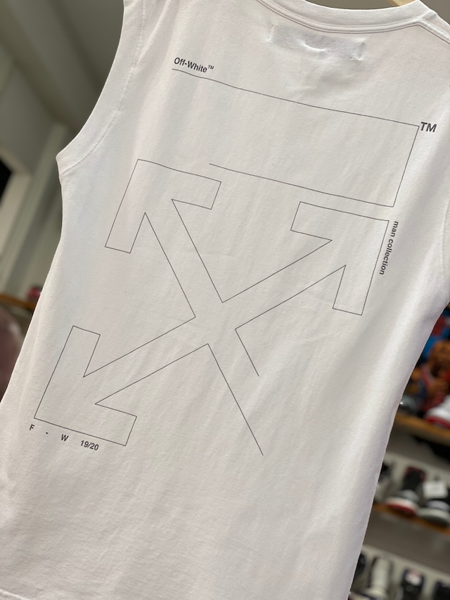 OFF-WHITE SLEEVE LESS TEE WHITE SMALL 52.5JE6121