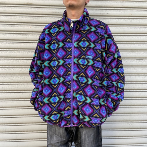 90s BANFFDESIGNS バンフデザインズ 総柄ポーラテックフリース 紫