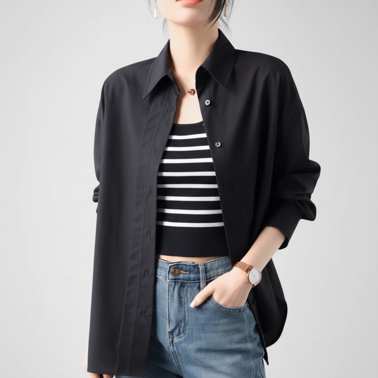 長袖 オーバーサイズ シャツ   2colors  26002・画像10