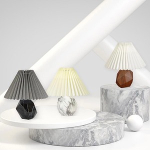 【USB】stone pleats shade lamp 3colors / ストーン プリーツ シェード ランプ ムード ライト マーブル LED 照明 韓国 北欧 インテリア 雑貨