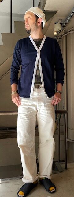 QUOTIDIEN ”V/N LINE CARDIGAN（COTTON 100% PIQUE、鹿の子素材