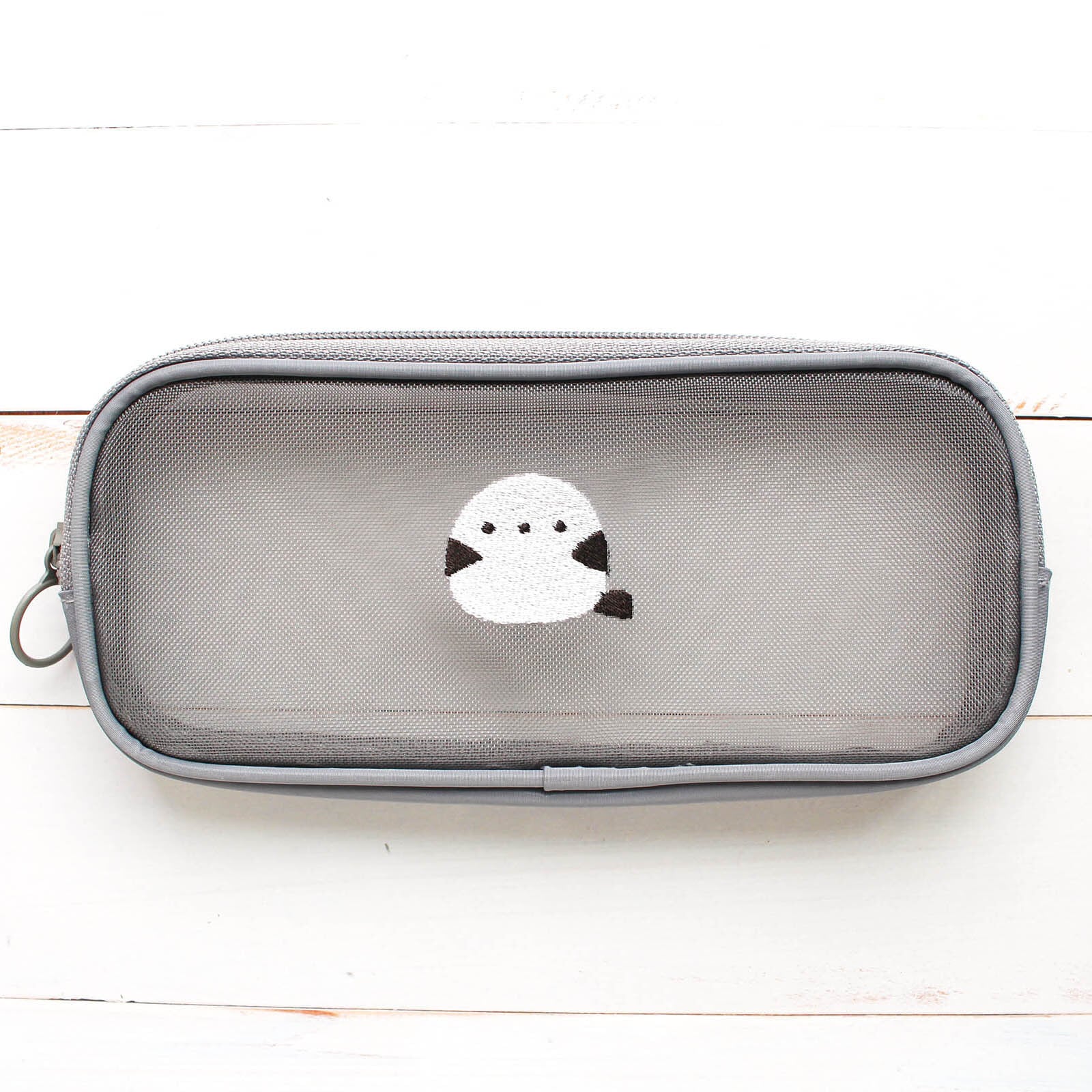 長方形メッシュポーチ シマエナガ | ひよこのもり工房 WebShop