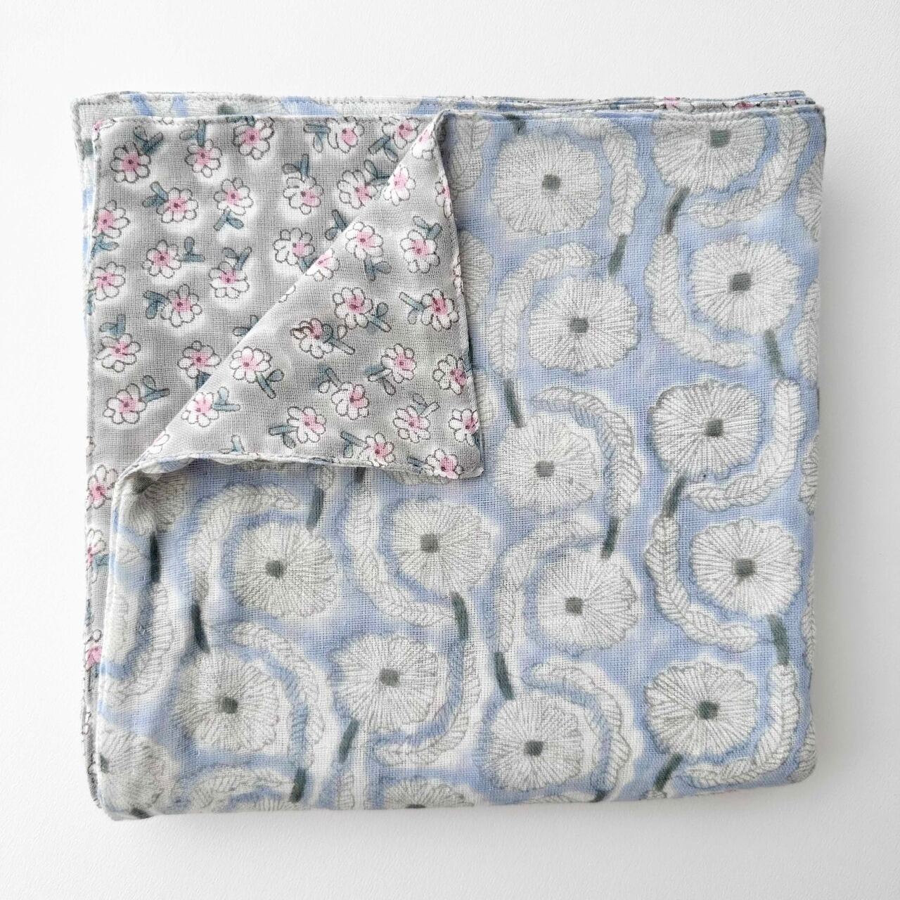 admi ふんわりガーゼケット Season ブルー × Hanauta ブルー ad10