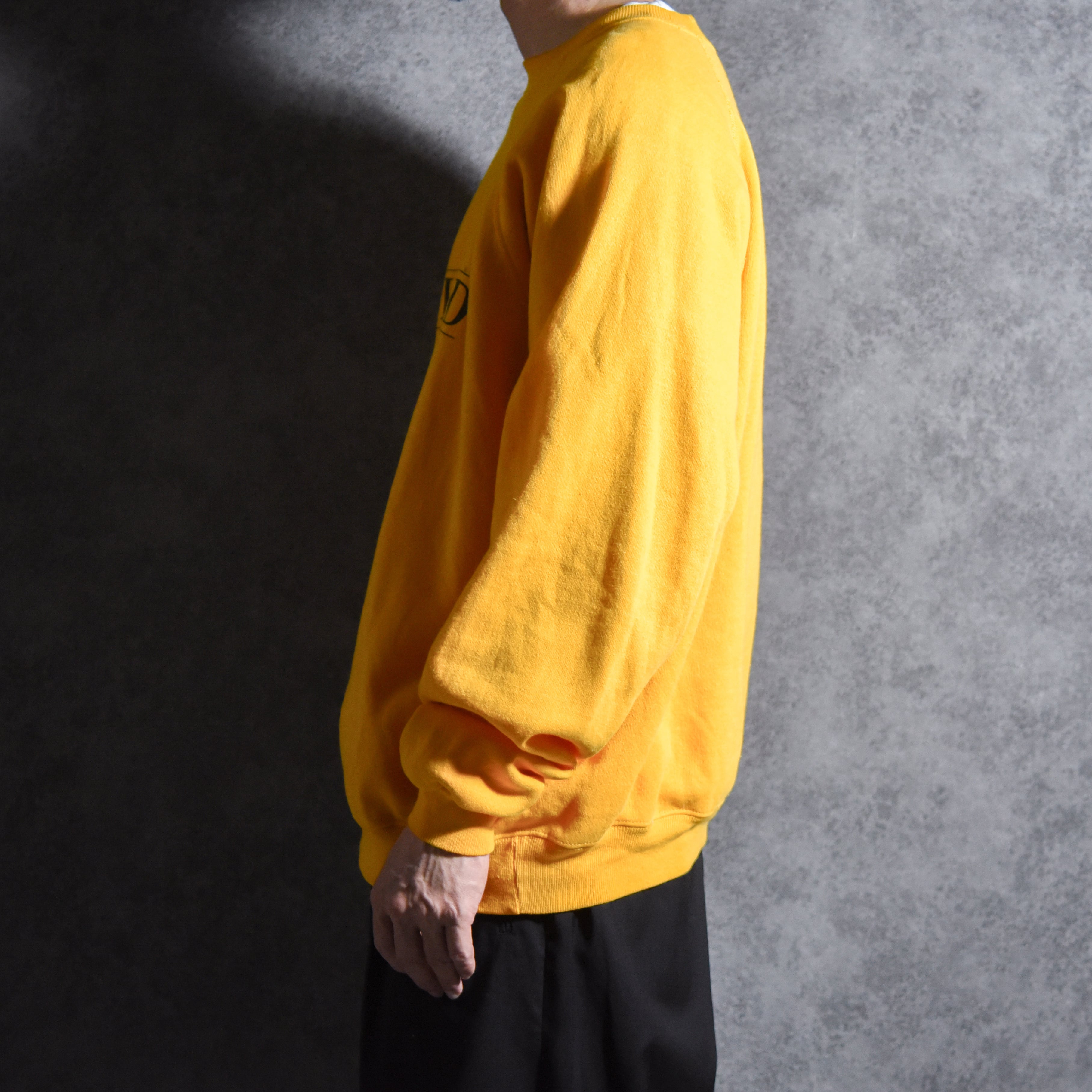 80s HANES THE FED Crew Neck Sweat Made in USA Yellow ヘインズ 企業