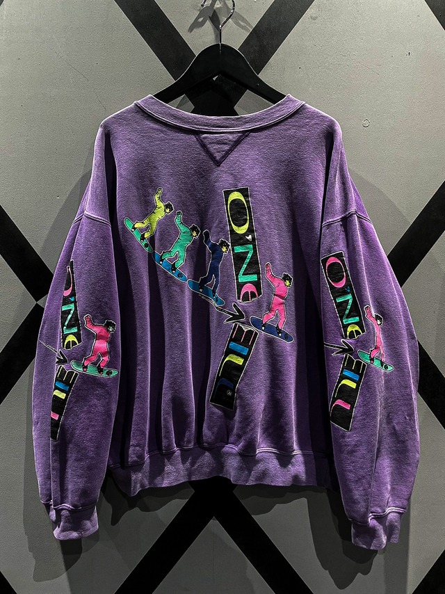 【X VINTAGE】"O'NEILL" Neon Coloring Snowboarder Design Vintage Sweat Shirts