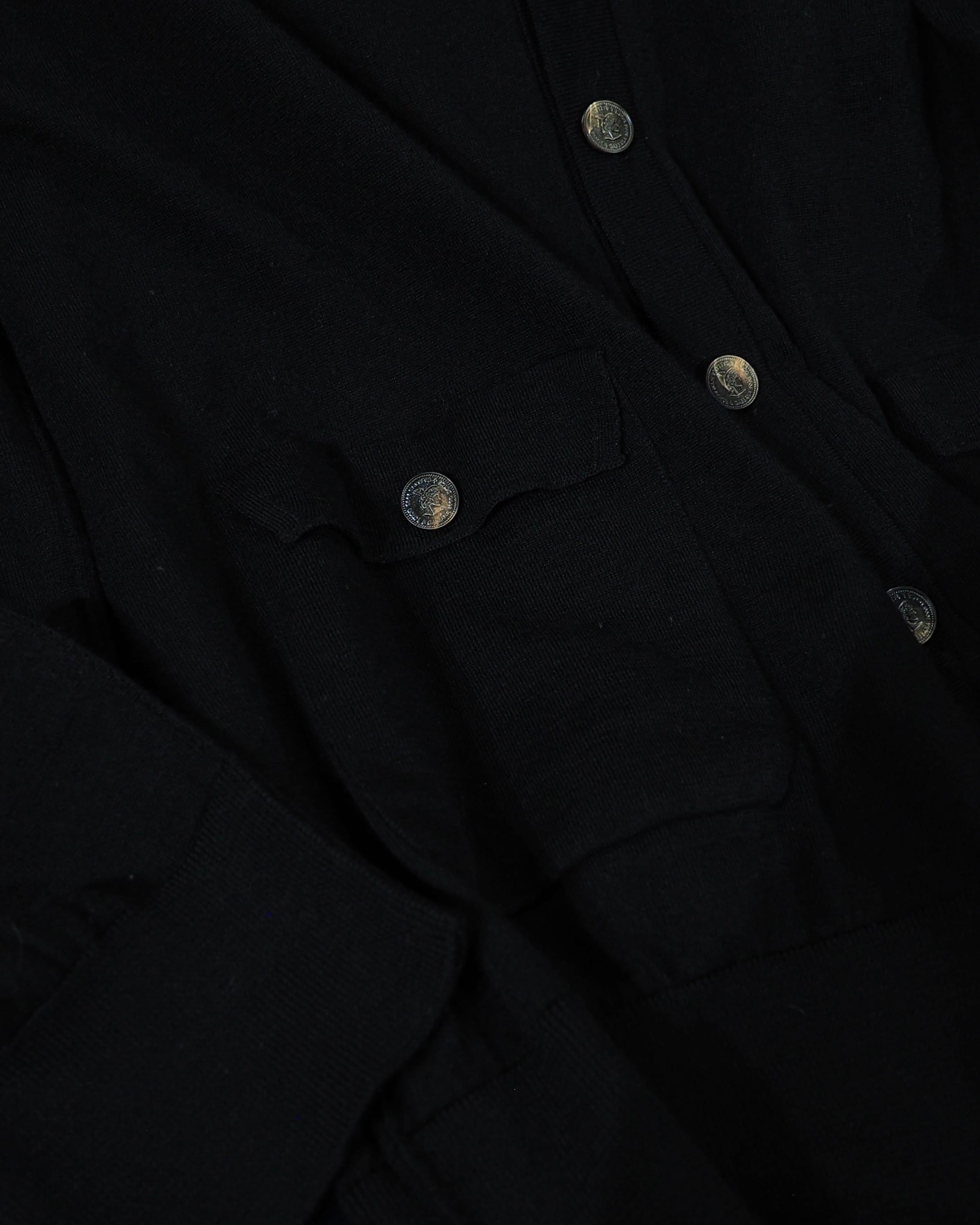 " Made in Italy - DOLCE&GABBANA " Black Lana Virgin Wool Knit Cardigan