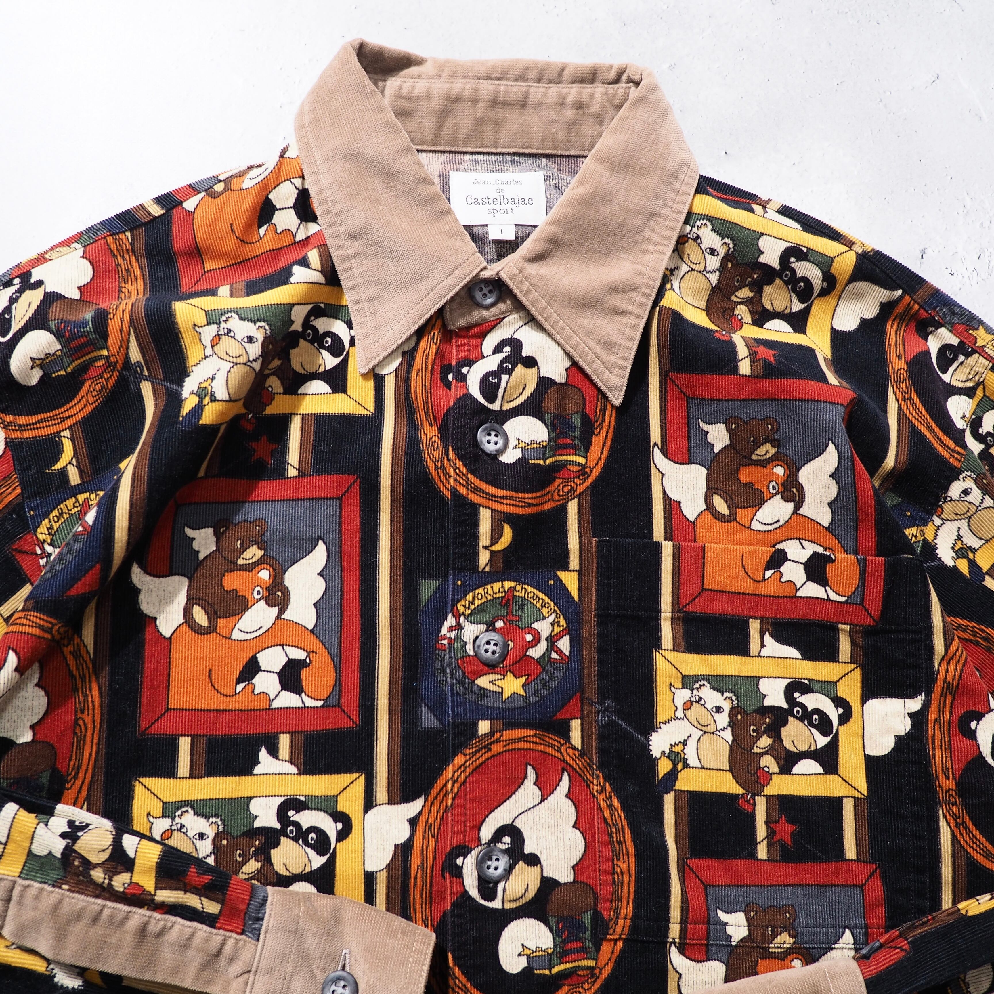 1990s ” Castel bajac ” colorful retro character printed vintage corduroy shirt
