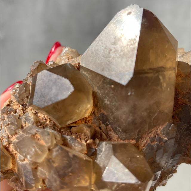 コンゴ産【クンダリーニシトリン（非加熱 Citrine）】スモーキー｜クラスター 鉱物 天然石 パワーストーン