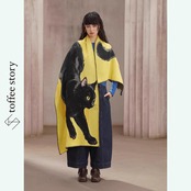 黄金の夢を駆ける黒猫の幻想ショール 《C0254》