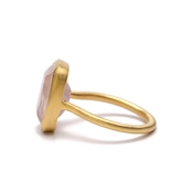S925 SINGLE STONE MATT RING -ROSE QUARTZ- 02
