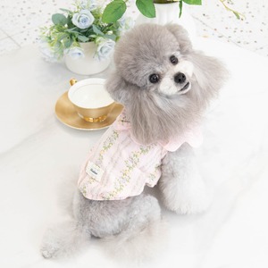 【PET】全2色蝶結び付き花柄ノースリーブトップス